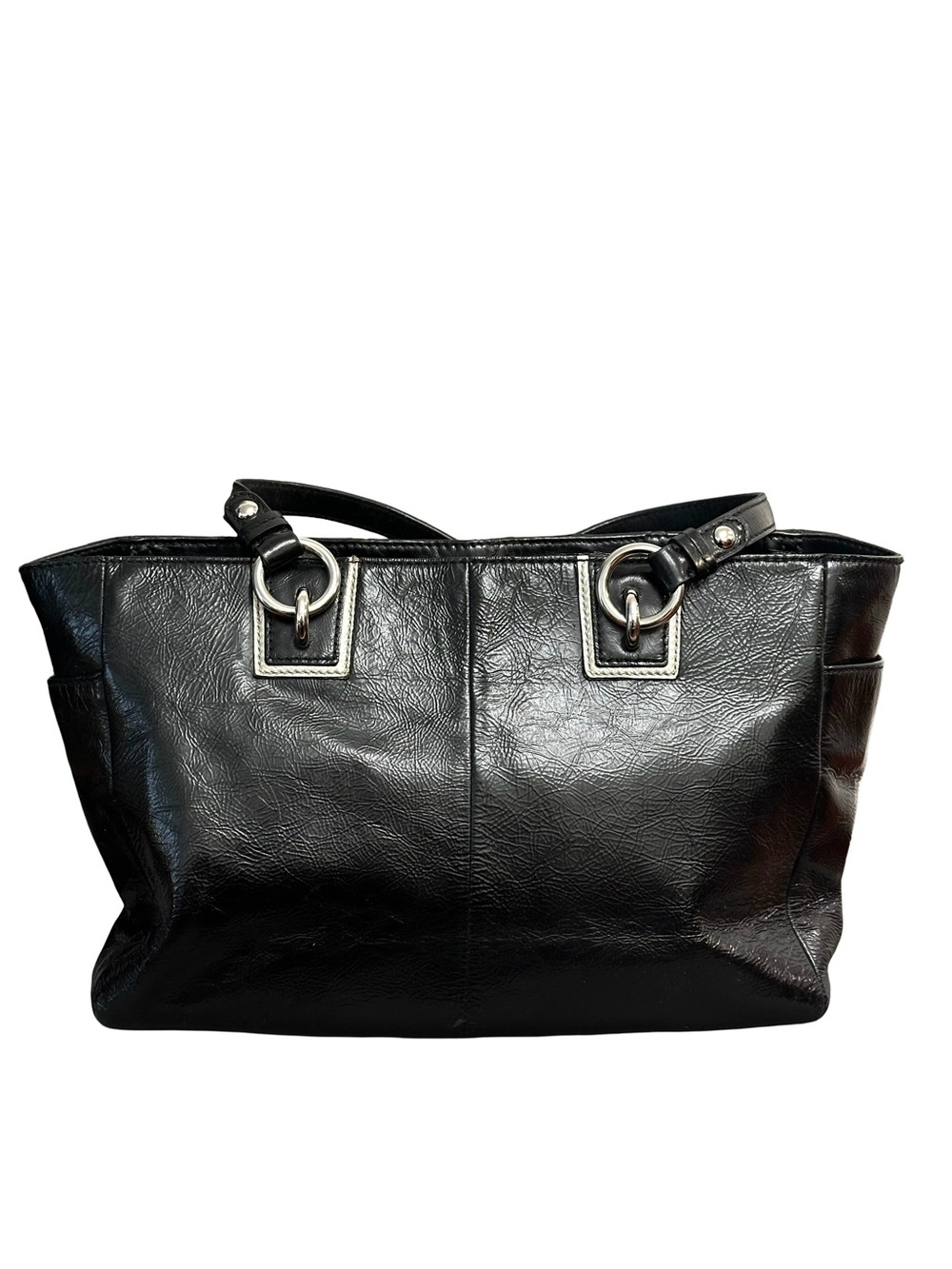 Coach Black Patent Leather Inlaid C Patchwork Tote Bag F17127 - Picture 5 of 10